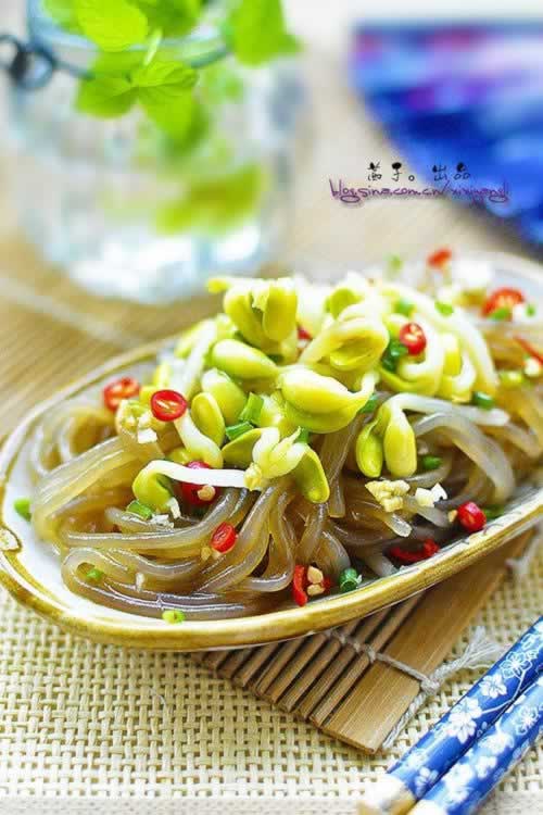 粉条伴豆芽的做法