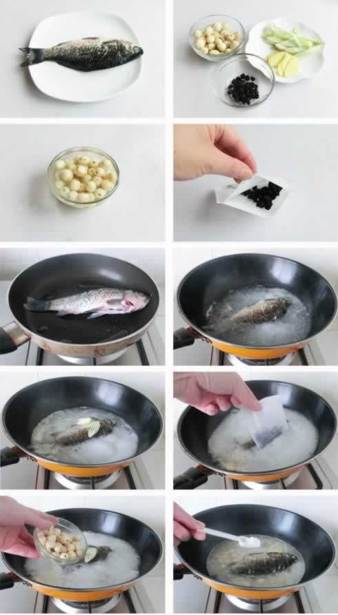 莲子鲫鱼汤的做法