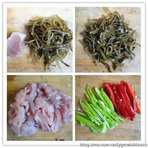 蚝油肉丝炒海带的做法