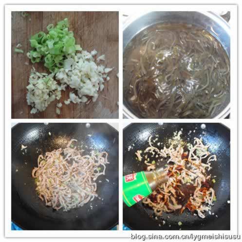 蚝油肉丝炒海带的做法