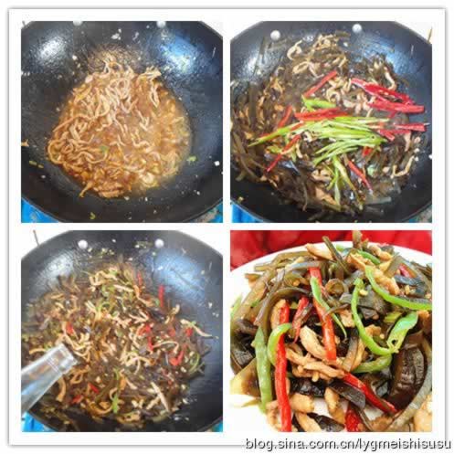 蚝油肉丝炒海带的做法