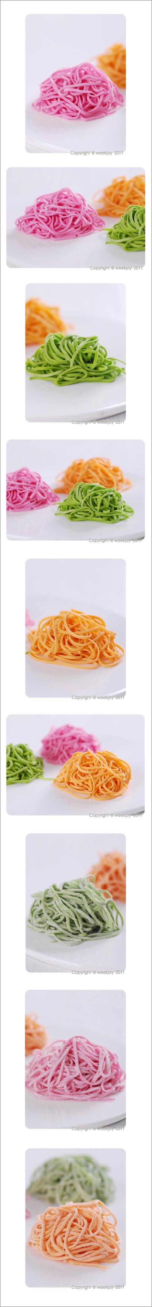 胡萝卜、菠菜、紫苋菜面条的做法