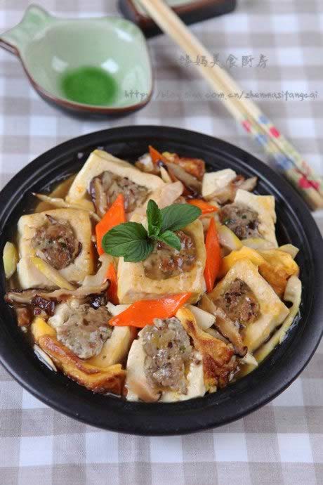 香菇猪肉酿豆腐煲的做法