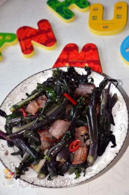腊肉红菜苔的做法