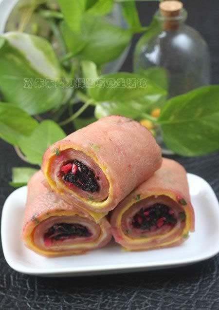 双色苋菜蛋卷饼的做法