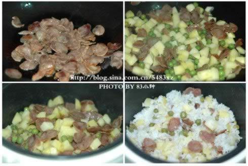 腊肠土豆焖饭的做法
