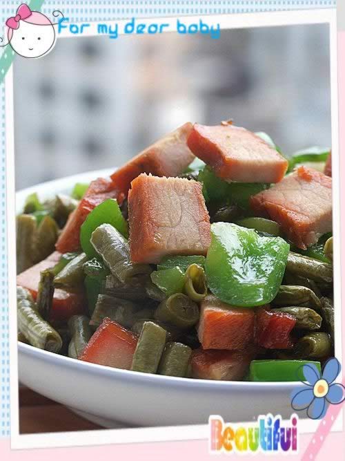 酸豆角炒圆椒的做法