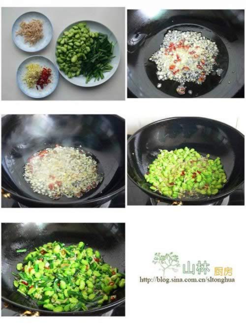 韭菜虾米炒蚕豆的做法