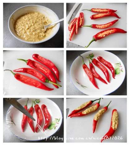 滋味素酿红椒的做法