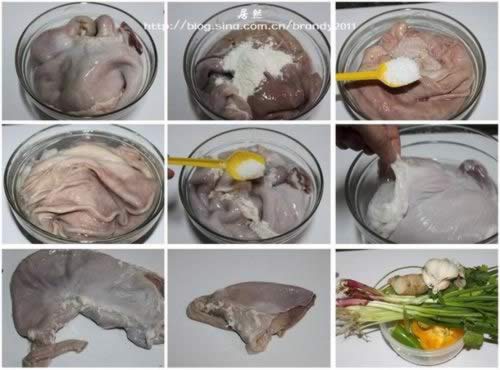 姜葱爆炒猪肚尖的做法