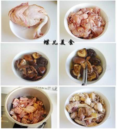 花菇菊花白菜烧鸡块的做法