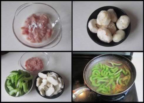 荸荠西芹肉丝的做法