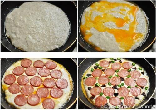 平底锅红肠全麦发糕饼的做法