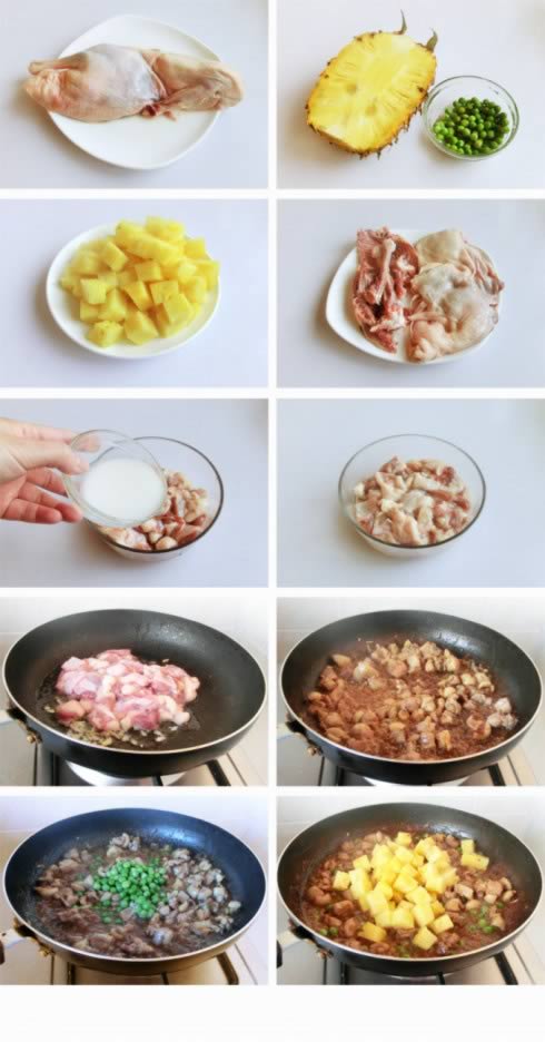 凤梨炒鸭丁的做法