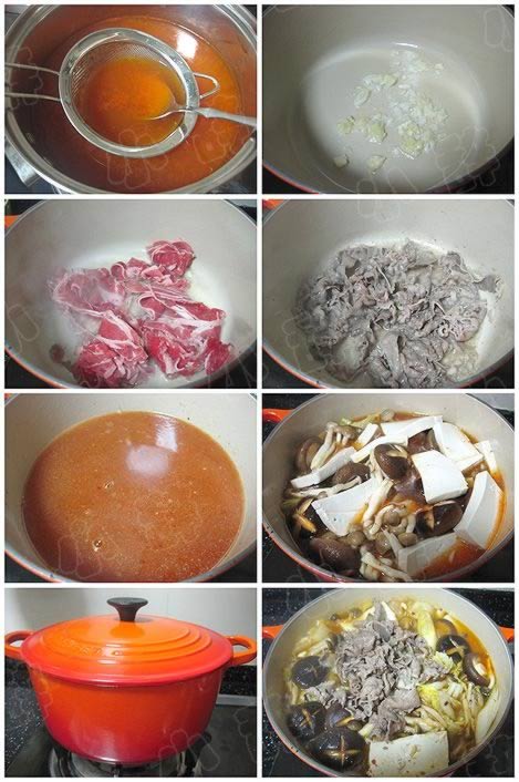 韩式鲜菌辣肥牛汤锅的做法