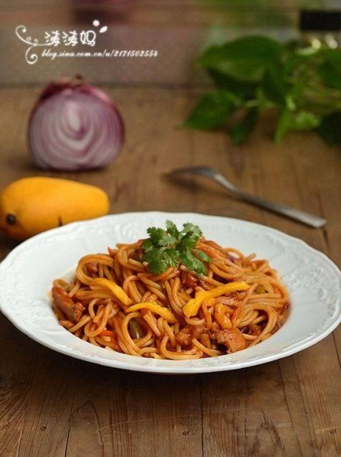 芒果茄汁意大利面的做法