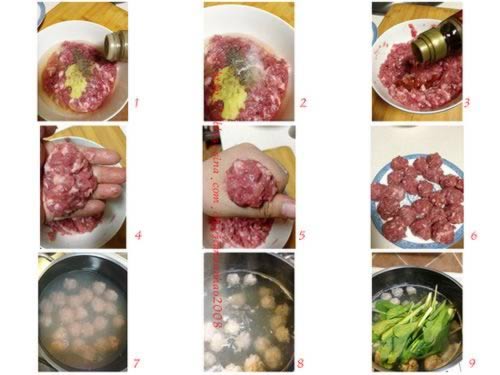 小白菜氽丸子的做法