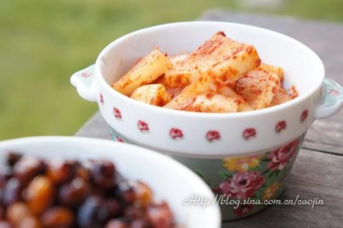 辣萝卜、酱黄豆的做法