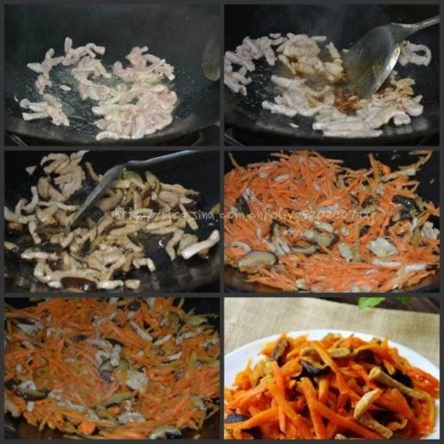 香菇红萝卜炒肉丝的做法