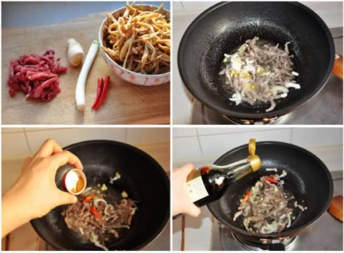 肉丝烧黄花菜的做法