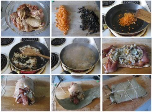 粽叶糯米鸡腿卷的做法