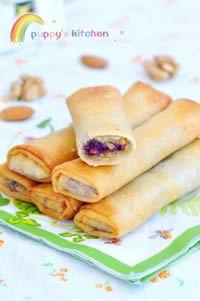 紫薯果仁春卷的做法 紫薯果仁春卷的做法
