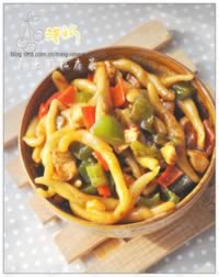 鸡丁焖搓鱼儿的做法,怎么做,如何做好吃,图解详细步骤的做法