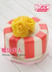 翻糖玫瑰条纹蛋糕的做法,怎么做,如何做好吃,图解详细步骤的做法