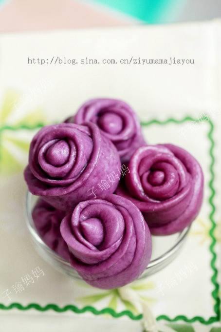 紫薯玫瑰花馒头的做法