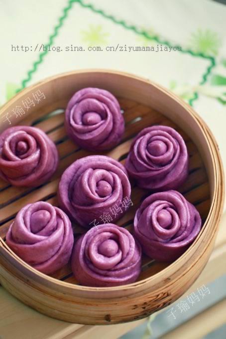 紫薯玫瑰花馒头的做法