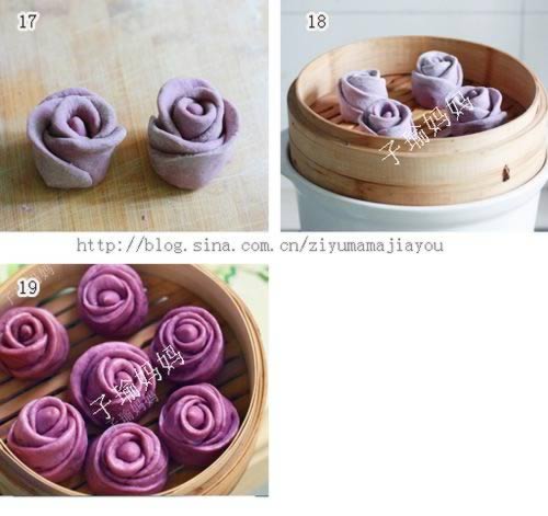 紫薯玫瑰花馒头的做法
