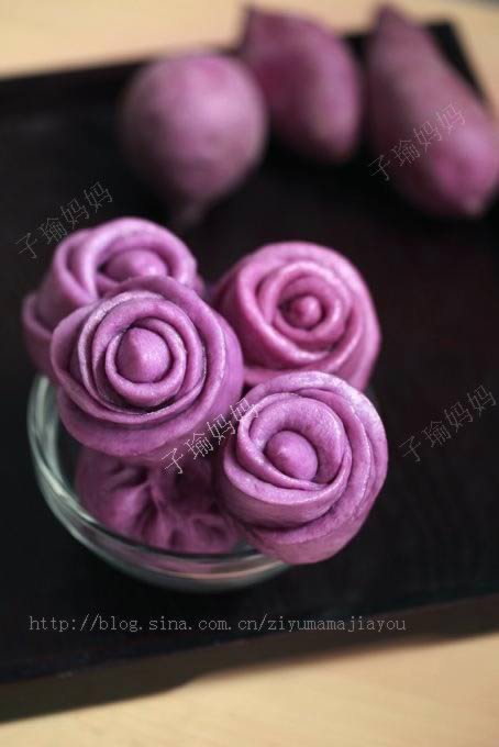 紫薯玫瑰花馒头的做法