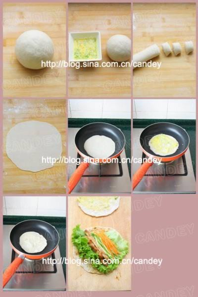 烙饼摊蛋卷饼的做法