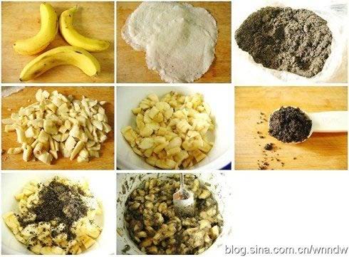 干焙香蕉芝麻春卷的做法