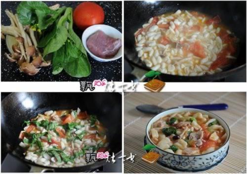 西红柿菌菇肉片猫耳朵的做法