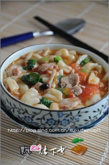 西红柿菌菇肉片猫耳朵的做法