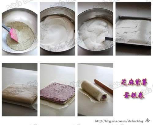黑芝麻紫薯蛋糕卷的做法