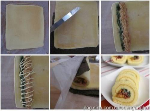 火腿肉松瑞士卷的做法