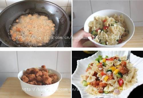 鸡米花蝴蝶面沙拉的做法