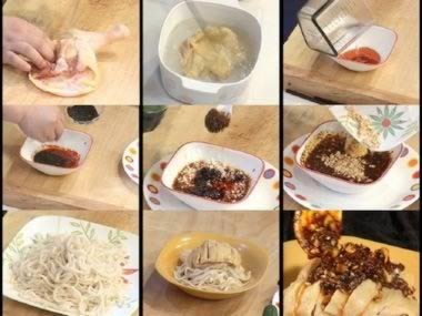 口水鸡丝面和水煮百叶的做法