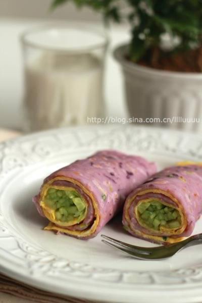 紫薯鸡蛋卷饼的做法