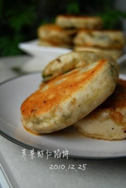 电饼铛荠菜虾仁馅饼的做法