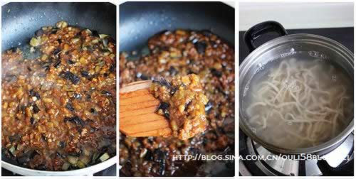 茄子炸酱面的做法