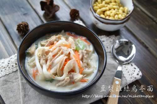 豆浆鸡丝乌冬面的做法