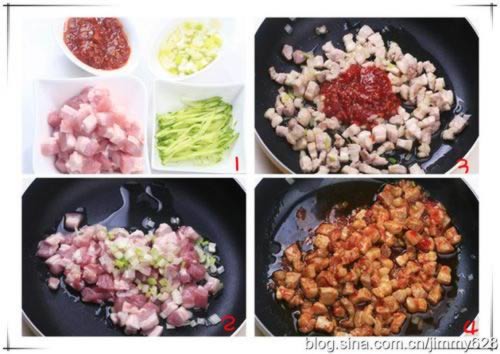 蒜蓉辣酱肉丁面的做法