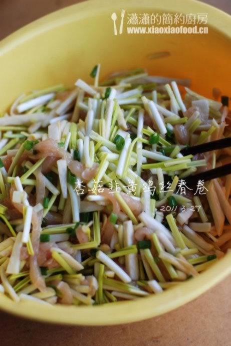 杏鲍菇韭黄鸡丝春卷的做法