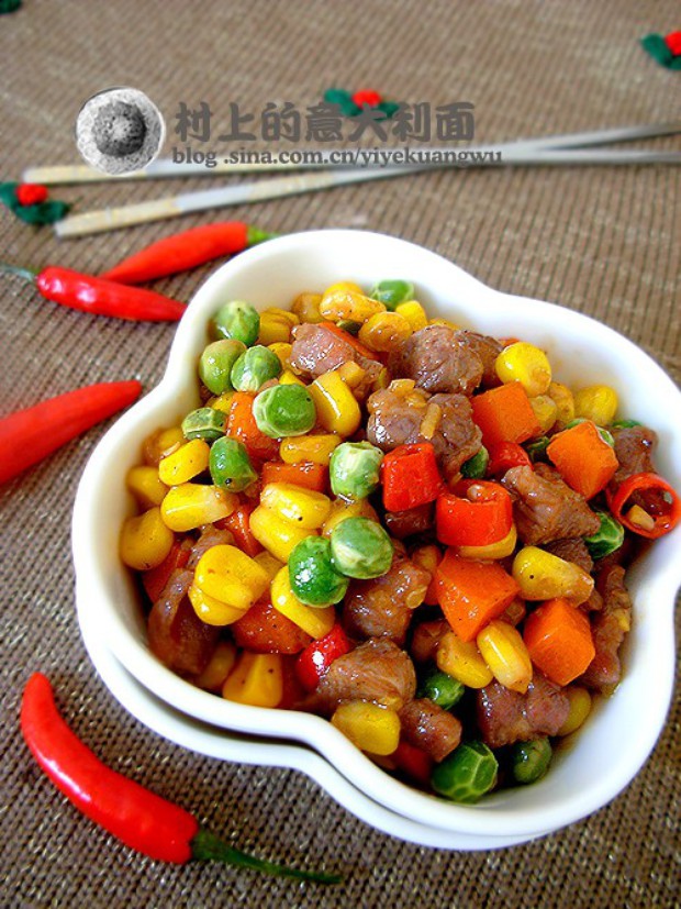 香辣五彩牛肉丁的做法 香辣五彩牛肉丁的做法