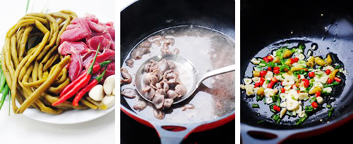 第2步酸豆角炒鸡胗的家常做法图片步骤