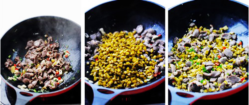 第3步酸豆角炒鸡胗的家常做法图片步骤