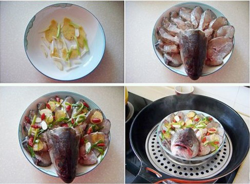 第3步清蒸开屏鲈鱼的家常做法图片步骤